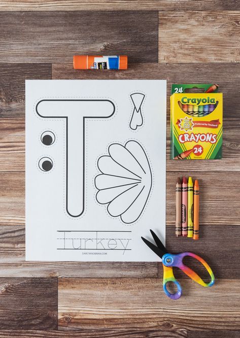 Engage your little ones with this adorable turkey craft! Free printable included for easy cut and paste. Practice coloring, handwriting, and fine motor skills while exploring the letter T. Perfect for preschool and kindergarten letter of the week activities. Don't miss out on this fun Thanksgiving activity! Grab your free printable now and get crafting! T Is For Turkey, Letter T Crafts, Preschool November, Letter Of The Week Activities, Printable For Preschool, Kids Art Smock, Letter Of The Day, Thanksgiving Kindergarten, Thanksgiving Turkey Craft