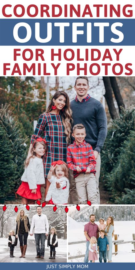 Check out these ideas for coordinated family photos this holiday season. Christmas card photos will look beautiful with these matching outfits this fall and winter Coordinating Family Outfits, Holiday Photo Ideas, Holiday Photos Outfits, Family Christmas Pictures Outfits, Christmas Photos Outfits, Outfits For Christmas, Christmas Card Photos, Family Photo Outfits Winter, Family Holiday Pictures