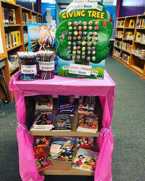 Mrs.Alberti's Library on Instagram: “Trying out the lollipop-pull, All-For-Books fundraiser for the first time! Stop by the bookfair for a new book and a lollipop and a chance…” Library Fundraiser Ideas, Sucker Tree, Library Fundraiser, Contest Prize, Emily B, Private Library, Room Mom, School Librarian, Programming For Kids