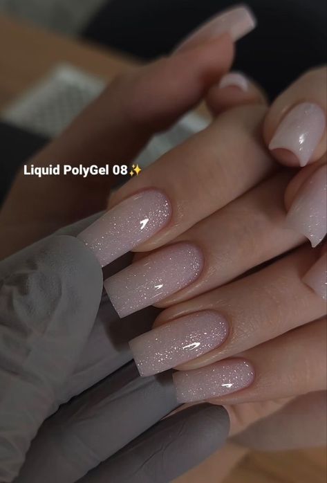 Square Glitter Acrylic Nails, Sparkly Square Nails, Light Pink Square Nails, Ombre Nude Nails, Night Out Nails, Square Shape Nails, Gel Nails Manicure, Sugar Nails, Nails Gel Nails