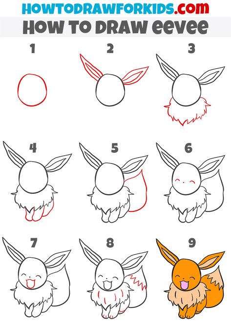 Eve Drawing Pokemon, Eevee Drawing Easy, How To Draw Pikachu Step By Step, Cute How To Draw Step By Step, Pokemon Art Draw Easy, How To Draw Pokemon Step By Step Easy, How To Draw Pokemon Easy, How To Draw Eevee, How To Draw A Pokemon