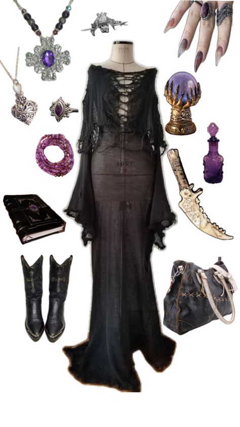 Witchy outfit Halloween Cosmic Witch Outfit, Bog Witch Aesthetic Outfit, Witch Costumes Aesthetic, Necromancer Outfit, Witchy Clothes Aesthetic, Witchcore Aesthetic Outfits, Sorcerer Outfit, Witchy Aesthetic Outfit, Witch Aesthetic Outfit