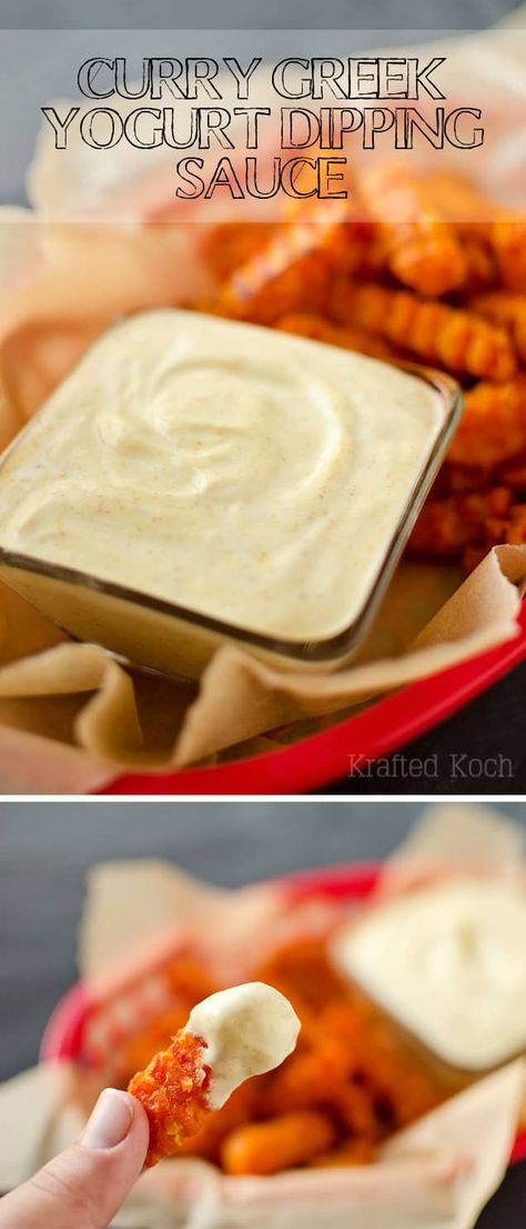 Greek Yogurt Dipping Sauce, Yogurt Dipping Sauce, Curry Dip, Yogurt Curry, Dips And Spreads, Fries Chicken, Homemade Dips, Healthy Lunch Snacks, Healthy Dog Treats Homemade