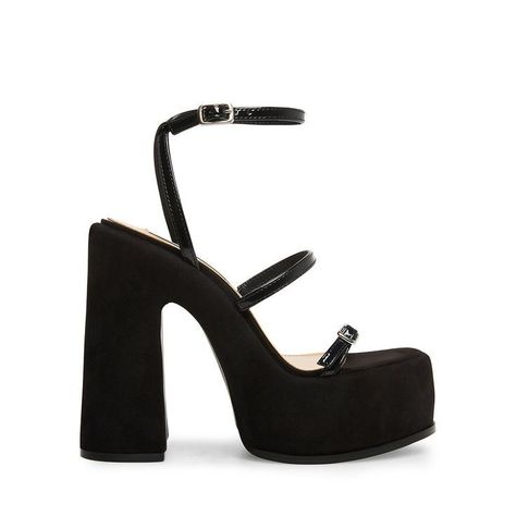 Dream Heels, Platform Sandals Black, Trendy Stuff, Strappy Platform Sandals, Shoes Heels Classy, Steve Madden Store, Fresh Shoes, Platform Sandals Heels, Prom Shoes