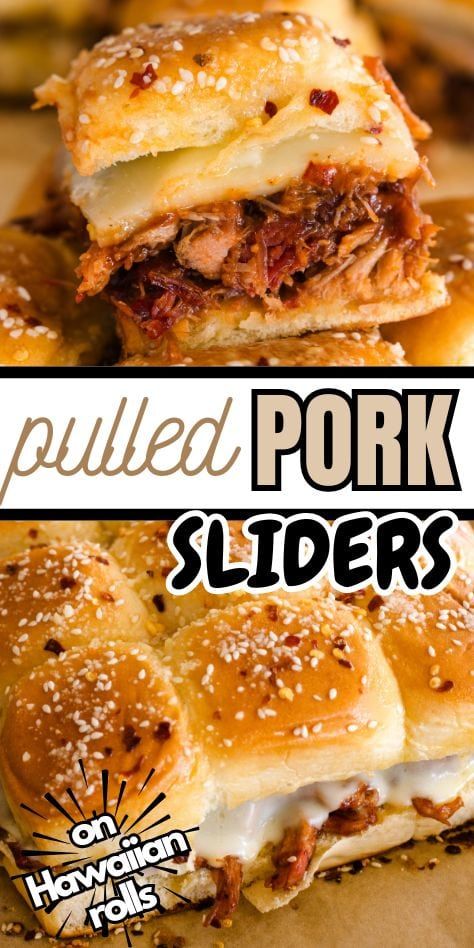 This easy pulled pork slider recipe on Hawaiian buns is perfect for a crowd. Pork Sliders Crockpot, Pulled Pork Appetizer, Easy Pulled Pork Sandwiches, Sweet Pulled Pork, Pork Sliders Recipes, Easy Pulled Pork Recipe, Pork Sandwich Recipes, Easy Dinner Desserts, Hawaiian Buns