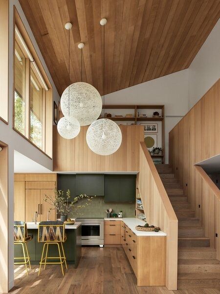 Kitchen Floors Design Photos and Ideas - Dwell Mid Century Modern Lvp Flooring, Modern Lvp Flooring, Mid Century Wood Paneling, Modern Wood Paneling, Ikea Minimalist, Kitchen Wood Floors, Midcentury Ranch, House Rendering, Minimalist Home Ideas