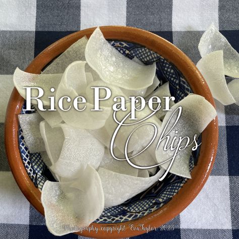 Rice Paper Chips Rice Paper Snack Recipes, Air Fryer Rice Paper Chips, Rice Paper Candy, Rice Paper Snacks, Rice Paper Chips, Rice Wrappers, Food Savoury, Wonton Chips, Rice Paper Wrappers