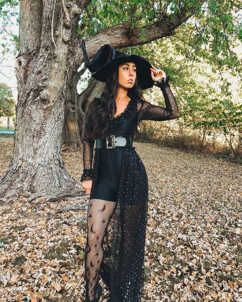 Kelsey | Costume Designer on Instagram: “When witches go riding and black cats are seen, the moon laughs and whispers ‘tis near Halloween🦇🌙 . . Some quick shots of my witch/roman…” Witch Dress Up, Boujee Witch Costume, All Black Witch Costume, Home Made Witch Costume For Women, Witch And Cat Halloween Costume, Black And Gold Witch Costume, Witch Cat Costume, Work Appropriate Witch Costumes, Disney Witch Costumes