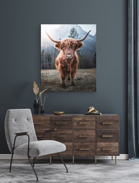 A Highland Cow canvas print. ---------------------------------------------------- HOW TO ORDER 1. Choose your size in the drop down menu on the right side. 2. Choose which Highland Cow image you would like.  3. Once your size and image is chosen you can add it to your cart. From there you can process the order. You can use PayPal or Credit Card.  ---------------------------------------------------- OPTIONS * Matte Print You can choose a matte print size. If you choose one of these sizes, your de Highland Cow Wall Art, Farmhouse Cozy, Female Cow, Highland Cow Painting, Highland Cow Canvas, Baby Highland Cow, Cow Wall Art, Cow Canvas, Cow Painting