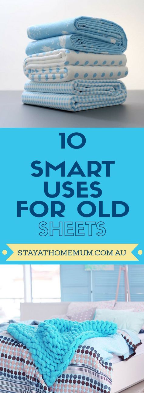 Torn, faded or just no longer fit – here’s SAHM’s ten smart uses for old sheets! #sheets #repurposed #recycling Recycle Bed Sheets, Repurpose Sheets Projects, What To Do With Old Bed Sheets, Upcycle Old Sheets, Old Bed Sheets Repurpose, Uses For Old Sheets, Old Bedsheet Reuse Ideas, What To Do With Old Sheets, Old Sheets Diy Reuse Ideas