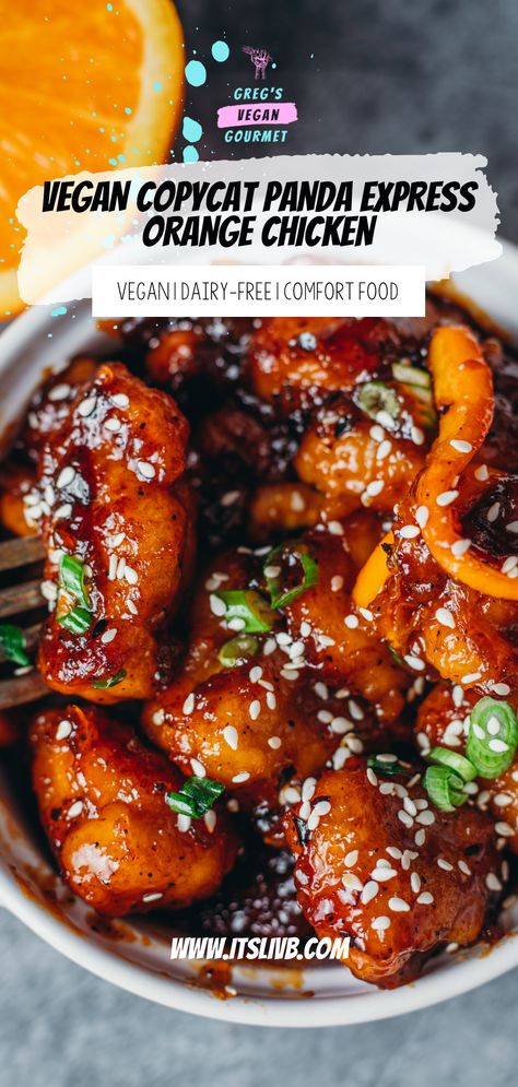 Vegan Panda Express, Vegan Dinner Asian, Tofu Orange Chicken Vegan, Vegan Orange Recipes, Vegan Chicken Parmesan, Vegan Copycat Recipes, Copycat Panda Express Orange Chicken, Vegan Orange Chicken, Panda Express Orange Chicken Recipe