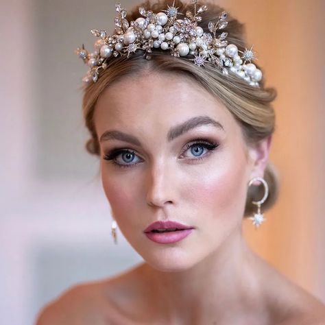 bridal hair accessories • Instagram Brides With Tiaras, Necklace Design Ideas, Cameo Pendant Necklace, Hair Jewels, Hair Accessories Boho, Tiara Hairstyles, Luxury Necklace, Necklace Design, Crown Headband