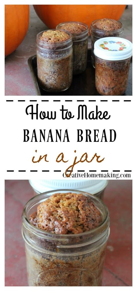 Jar Bread Recipes, Bread In A Can Recipe, Canned Banana Bread, Bread In A Jar Recipe, Banana Bread In A Jar, Canned Bread, Canning Bread, Bread In A Jar, Bread In A Can