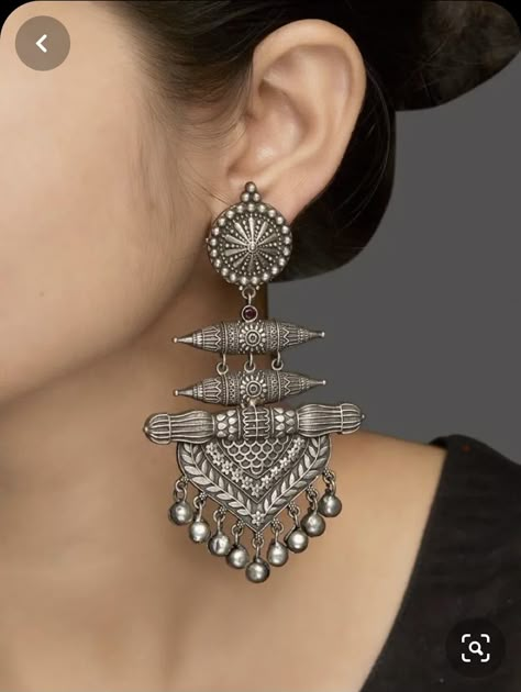 Oxidised Jewelry, Oxidised Silver Jewelry, Silver Jewelry Accessories, Indian Jewelry Earrings, Handcrafted Silver Jewelry, Silver Jewellery Online, Antique Silver Jewelry, Silver Jewellery Indian, Indian Jewellery Design Earrings