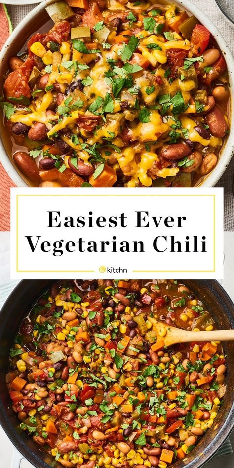 Vegetarian Chili Recipe Easy, One Pot Vegetarian Chili, Best Veggie Chili Recipe, Veggie Chili Recipe Easy, Green Chili Vegetarian, Vegan Chili Recipe Crock Pot, Veggie One Pot Meals, Vegitaren Chili Recipes, Chili Recipe Crockpot Vegetarian