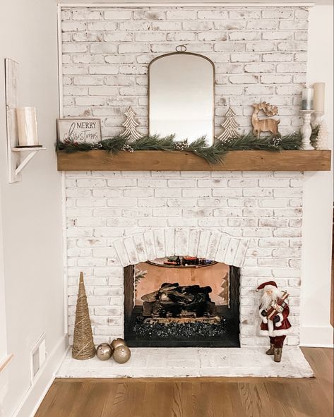 #whitewashed #brickfireplacemakeover #brick #fireplace #diyfireplacemakeover #customwoodwork #mantledecor #custom #holidaydecorating #holidaydecorchristmas #christmasmantel #christmasdecor #hearthandhand #targethomedecor #targetfinds #target #mirror #santaclaus @HearthAndHand @rustoleum @target @kirklandshome @HobbyLobby Brick Fireplace Farmhouse, Historic Craftsman Homes, Target Mirror, White Wash Brick Fireplace, Custom Dining Room, Diy Fireplace Makeover, Cozy Homes, Brick Fireplace Makeover, White Wash Brick