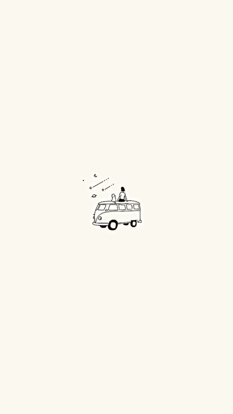 chill, minimalist, lockscreen, aesthetic, simple Adventure Dog Tattoo, Kombi Van Tattoo, Road Trip Tattoo Ideas, Road Trip Tattoo, Campervan Tattoo, Roadtrip Tattoo, Bus Tattoo, Tatoo Adventure, Adventure Drawing