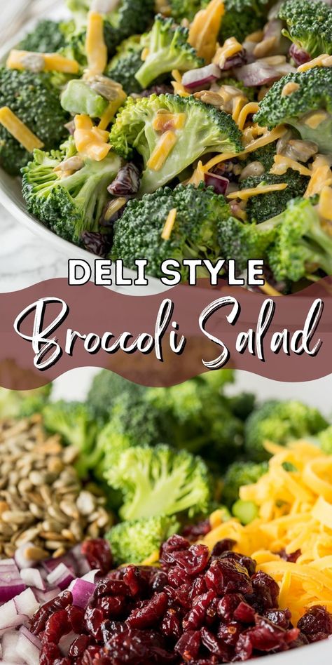 Deli Style Broccoli Cheddar Salad is super quick and easy to make, yet tastes like it came from the deli! Deli Salads Ideas, Deli Salads Recipes, Deli Pasta Salad, Deli Salad, Homemade Salads Recipes, Deli Recipes, Work Treats, Deli Salads, Farmers Table