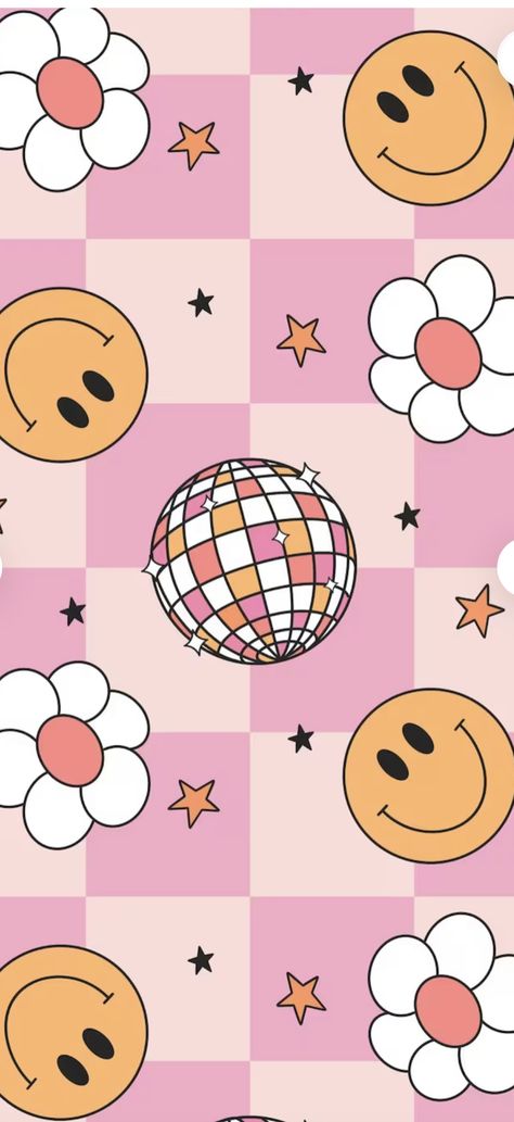 Smily Face Wallpaper Aesthetic Colorful, Girly Pop Wallpaper, Cute Retro Wallpaper Iphone, Cute Design Wallpaper, Preppy Patterns Wallpapers, Girly Retro Aesthetic, Groovy Wallpaper Iphone, Cute Retro Wallpaper, Fun Wallpaper Iphone