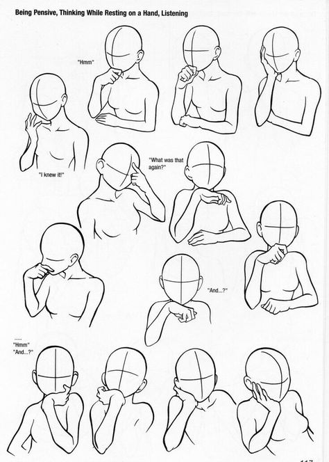 Being Pensive, Thinking While Resting On a Hand, Listening, positions, hand, face, text; How to Draw Manga/Anime رسم كاريكاتير, Drawing Hands, Drawing Body Poses, Drawing Hair, Seni Dan Kraf, Drawing Faces, Hand Reference, Digital Paintings, 캐릭터 드로잉