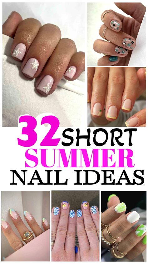 Explore the latest short summer nail trends! From vibrant shades to soft pastels, and from sleek minimalist patterns to sparkling accents, there's a style for every preference. Dive into the world of trendy manicures and find your perfect summer nail look! Summer Pastel Nails Short, Short Nails For Summer, Summer Short Nails, Summer French Nails, Chic Minimalist Style, Nails For Summer, Ten Nails, Nail Tape, Spring Nail Designs