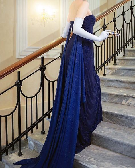 Ball Dress Aesthetic, Anastasia Aesthetic, Dark Blue Gown, Gown Aesthetic, Anastasia Dress, Blue Ball Gowns, Dark Blue Dress, Royal Dresses, Prom Dress Inspiration