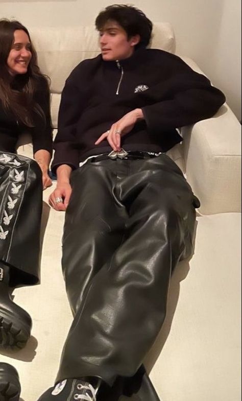 Chrome Hearts Leather Pants, Chrome Hearts Outfit Men, Leather Pants Mens Outfit, Dread Aesthetic, Leather Pants Outfit Men, Chrome Hearts Outfit, Flower Pants Outfit, Zayn Malik Style, Leather Fits