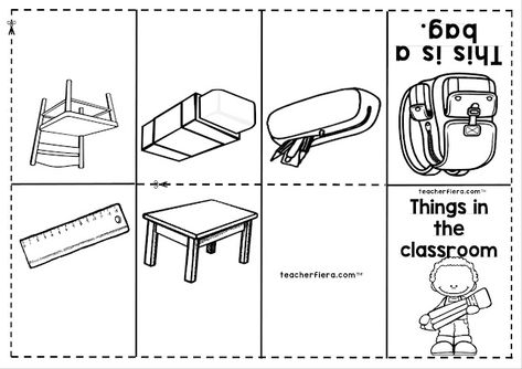 teacherfiera.com: YEAR 1 (2019): UNIT 1 - THINGS IN THE CLASSROOM MINI BOOK Mini Book Template, Things In The Classroom, School Objects, Mini Book, Year 1, Book Template, Save Image, In The Classroom, Mini Books