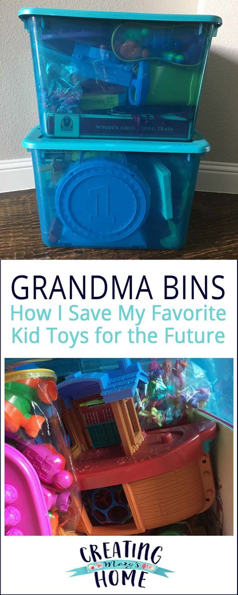 Grandma Bins (How I keep my favorite toys as my kids grow ...) - creatingmaryshome.com Playroom Ideas For Grandmas House, Toys For Grandmas House, Grandkids Room At Grandmas Ideas, Becoming A Grandma, Organizing Toys, Grandkids Room, Baby Toy Storage, Toy Clutter, Diy Toy Storage