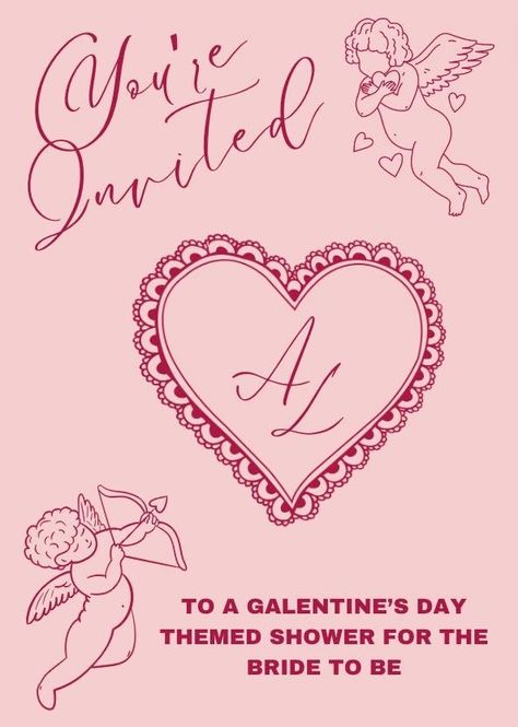 Bridal Shower Invitation Template Valentine Party Invitations, Valentine Invitations, Wedding Invitation Fonts, Wedding Shower Invitation, Bridal Shower Inspo, Wedding Shower Themes, Valentinstag Party, Script Wedding Invitations, Valentine Party