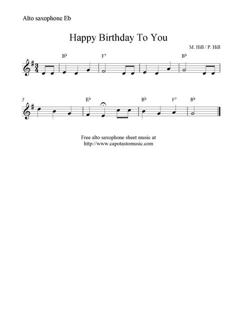 Happy Birthday To You, free easy alto saxophone sheet music notes Happy Birthday Alto Sax Sheet Music, Sheet Music Alto Saxophone, Alto Sax Sheet Music Free, Tenor Saxophone Sheet Music Easy, Alto Saxophone Music Sheets, Easy Saxophone Sheet Music, Sax Sheet Music Alto Saxophone, Easy Alto Sax Sheet Music, Sheet Music Saxophone Alto