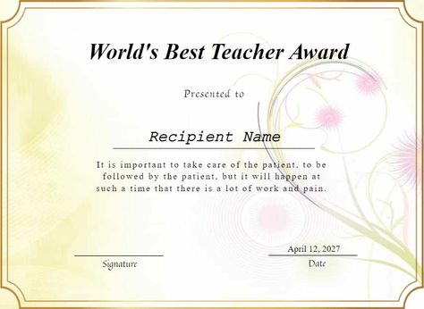 📚 Celebrate Your Amazing Teacher! 🎓 Show your gratitude with our Editable World’s Best Teacher Award Certificate! Perfect for end-of-year gifts, Teacher’s Day, or as a special thank-you, this customizable certificate is a meaningful way to honor the incredible educators in your life. 🌟 ✨ Features: Fully Editable: Customize with your own text and design elements Three Elegant Styles: Choose from classic, modern, or playful designs to match any teacher's personality Instant Download: Conveni... Best Teacher Award Certificate, Best Teacher Award, Worlds Best Teacher, Teacher Awards, Awards Certificates Template, Gifts Teacher, Elegant Styles, Worlds Best, Your Amazing