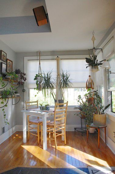 light / plants Gravity Home, Boho House, House Tour, Breakfast Nook, Room Table, Apartment Living, Interior Spaces, Cozy House, House Tours