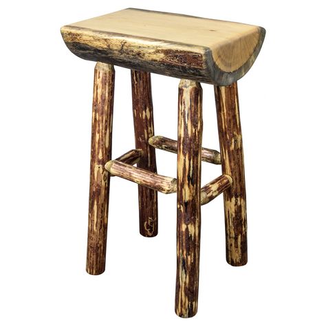 Montana Woodworks Glacier Country 30 in. Indoor / Outdoor Half Log Bar Stool Log Bar Stools, Unique Bar Stools, Brown Bar Stools, Exterior Stain, 30 Bar Stools, Wood Bar, Exterior Wood, Kitchen Bar Stools, Outdoor Bar