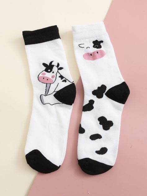 2pairs Cow Graphic Socks Cow Socks, Cow Graphic, Pretty Socks, Socks Aesthetic, Sock Outfits, Funky Socks, Women Crew Socks, Women Socks, Cute Socks