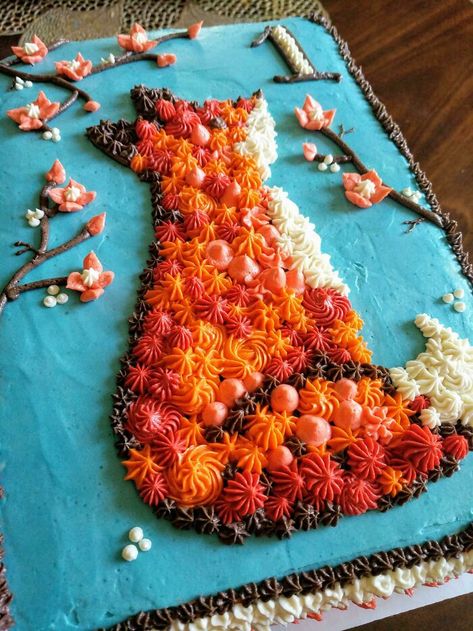 Fox Birthday Cake, Camping Birthday Cake, Orange Birthday Cake, Birthday Pies, Fox Birthday Party, Birthday Cake Roses, Fox Cake, Animal Birthday Cakes, 10 Birthday Cake