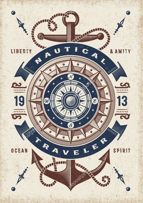 Nautical Design Ideas, Compass Logo Design Ideas, Anchor Background, Sailor Illustration, Compass Graphic, Swimming Posters, Compass Art, Beach Scrapbook Layouts, Nautical Prints