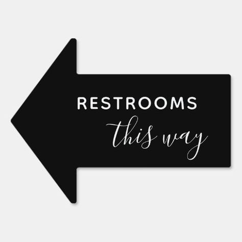 $31.35 | Simple Black & White Arrow Wedding Restroom #wedding directional signage, wedding direction sign, wedding bathroom sign, wedding restroom sign, wedding directional signs, wedding directional arrow, outdoor wedding shower signs, chalkboard, rustic, toilet sign Wedding Restroom, Wedding Bathroom Signs, Washroom Sign, Wedding Direction Signs, Restrooms Signage, Wedding Shower Signs, Wedding Bathroom, Wedding Directions, Directional Signage