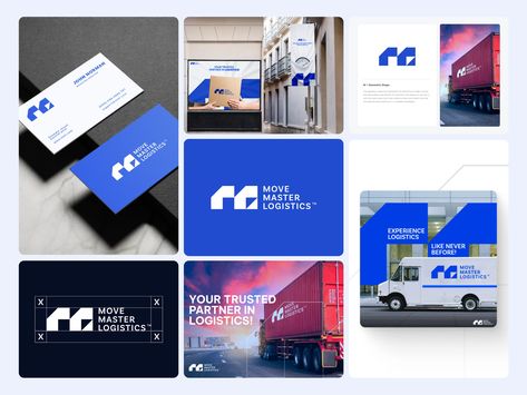 Move Master Logistics Brand Identity Design by Ofspace Branding for Ofspace on Dribbble Corporate Cover Design, Company Branding Design, Business Catalog, Graphic Presentation, Logistics Design, Logistics Logo, Logo Sketches, Logistics Company, Directory Design