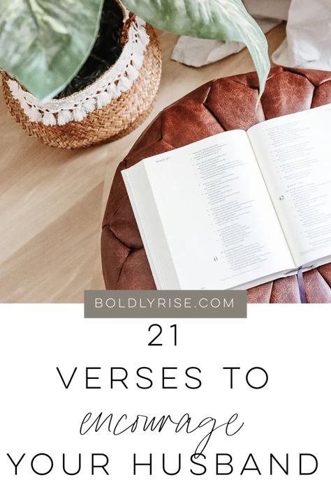 If you’re not sure how to encourage your husband, try encouraging him with a few of these 21 verses. There is no better way to encourage him than with the Word of God! There are verses in this post for different areas of encouragement that he will need, whether it’s to feel comforted, strengthened, God’s peace, and more. Faith | Christian marriage | Marriage encouragement | Christian living Bible Verse For Husband, Encouraging Words For Husband, Scripture For Men, Encourage Your Husband, Marriage Encouragement, Encourage Him, Prayer Jar, Letters To My Husband, Encouragement Quotes Christian