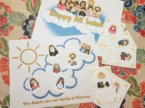 All Saints Day Craft : Print and Go Preschool Activity Catholic Kids Activities, Religion Activities, Saints For Kids, Cloud Craft, Christian Activities, Saints Days, Catholic Crafts, All Souls Day, Catholic Kids