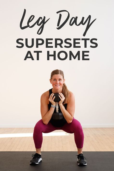 We'll target the thighs, quads, hamstrings and glutes -- all in under 30 minutes at home! I suggest adding this leg superset workout to your weekly fitness routine once a week. Leg Superset Workout, Leg Superset, How To Do Lunges, Superset Workout, Hamstrings And Glutes, Weekly Workout Routines, Lower Body Strength, Lower Body Muscles, Squats And Lunges