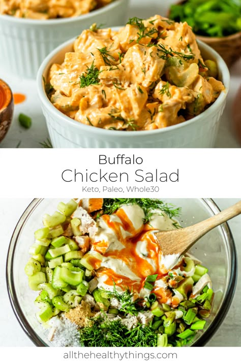 Healthy Buffalo Chicken Salad, Salad Kale, Buffalo Wing, Buffalo Chicken Salad, Protein Packed Snacks, Healthy Buffalo Chicken, Paleo Whole 30, Buffalo Wings, Buffalo Sauce