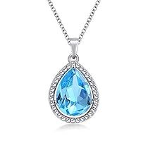 Elsa Necklace, Fiance Birthday, Blue Pendant Necklace, Princess Necklace, Amethyst Necklace Pendant, Princess Sofia, Blue Pendant, Cz Pendant, Teardrop Pendant