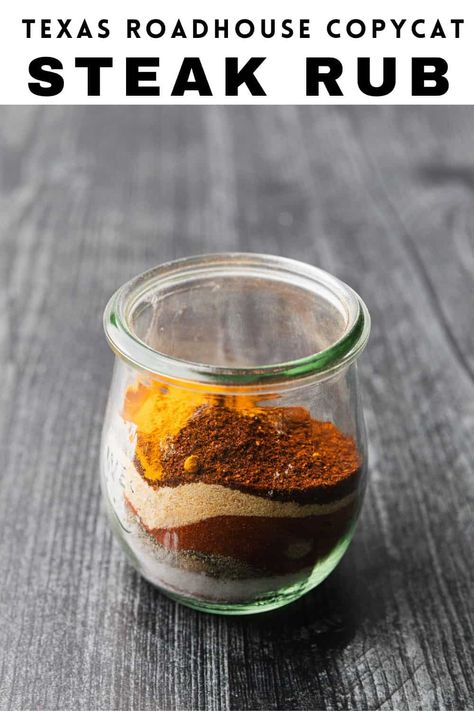 This Texas Roadhouse Steak Rub recipe is as all purpose seasoning you'll want to use on everything. It's made with simple ingredients from the panty so it's easy to make. Whenever a craving for juicy steaks hits you, try this spice mix for the perfect steak made in your own kitchen!rn Copycat Texas Roadhouse Steak Rub, Texas Roadhouse Steak Seasoning Recipe, Steak Rub Recipe Easy, Bald Buck Seasoning Copycat, Steak Seasoning Recipes Rubs, Steak Dry Rub Recipe, Mexican Macaroni Salad Recipe, Texas Roadhouse Steak Seasoning, Dry Rub For Steak