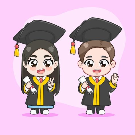 Putri Aurora, Graduation Illustration, Boy And Girl Drawing, Graduation Cartoon, Teacher Cartoon, Graduation Art, Students Day, Kids Graduation