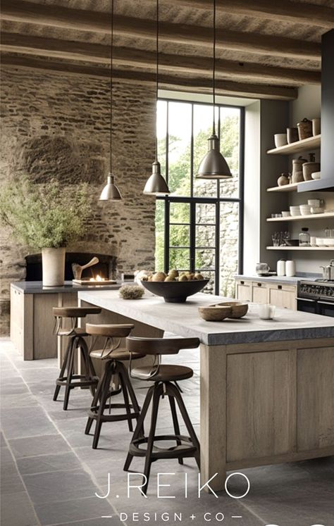 Barn House Kitchen, Belgian Farmhouse, Japandi Kitchen Design, Japandi Furniture, Rustic Industrial Kitchen, Japandi Kitchen, Japandi Home, Industrial Kitchen Design, Loft Kitchen