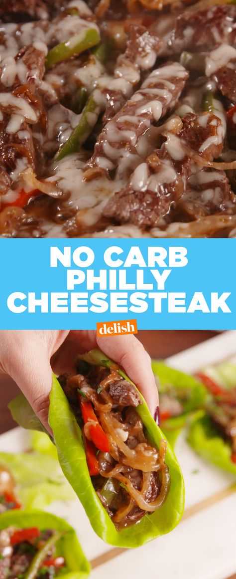 No-Carb Philly Cheesesteaks are the easiest way to ditch those extra cals. Get the recipe at Delish.com. #nocarb #lowcarb #delish #lettucewrap #healthy #diet #philly #phillycheesesteak #meat Salat Wraps, Philly Cheesesteaks, Baking Powder Uses, Cheese Steak, Low Carb Diets, Philly Cheesesteak, Paleo Lunch, Best Diet Plan, Low Fat Diets