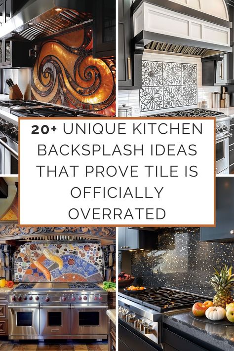 Ditch those dime-a-dozen tiles, folks! It's time to embrace backsplashes that are as unique and stylish as you are. Think outside the (tile) box with these outside-the-ordinary ideas that'll transform your kitchen into a head-turning Mural Backsplash Kitchen, Creative Backsplash Ideas Kitchen, Kitchen Stove Backsplash, Backsplash Ideas For Kitchen, Behind Stove Backsplash, Unique Tile Backsplash, Easy Kitchen Backsplash, Unique Kitchen Backsplash Ideas, Backsplash Mural