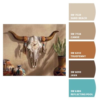 Western Paint Colors, Western Home Decor Living Room, Southwest Colors, Native American Decor, Western Bedroom, Animal Skull, Western Home, Into The West, Paint Color Schemes